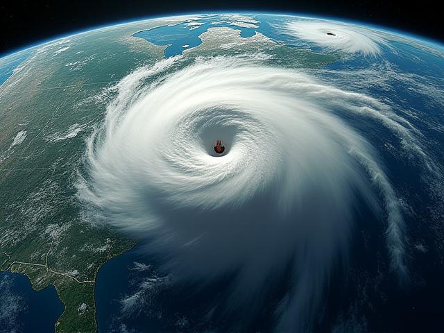 Animierte Sequenz von Satellitenbildern zur Hurrikanverfolgung